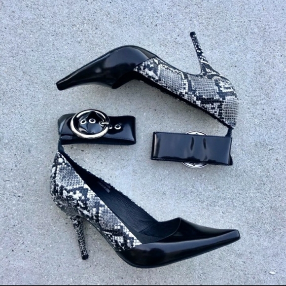 Jeffery Campbell | Snake Print Ankle Strap Heels - Picture 2 of 3